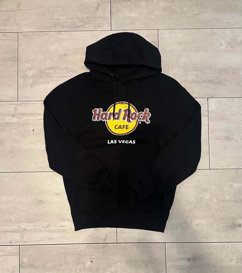 Hard Rock Cafe Las Vegas Black Pullover Hoodie Sweatshirt Medium